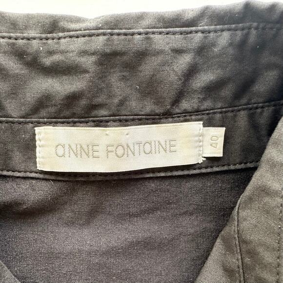 Anne Fontaine Connie Shirt Size 40 Black Sleek Shirt 3/4 Sleeves Front Button - Picture 3 of 7